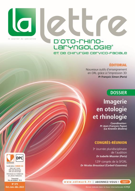 LETTRE D'OTO-RHINO LARYNGOLOGIE ET DE CHIRURGIE CERVICO-FACIALE