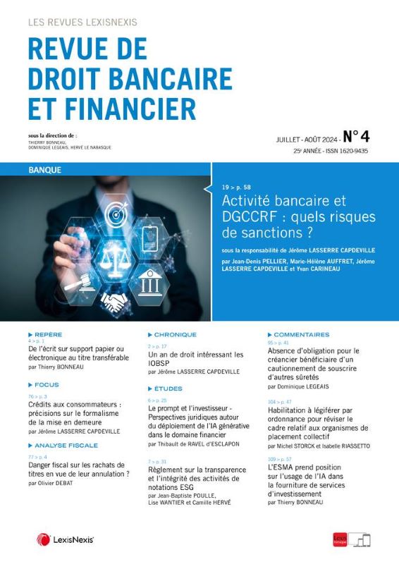 REVUE DE DROIT BANCAIRE ET FINANCIER