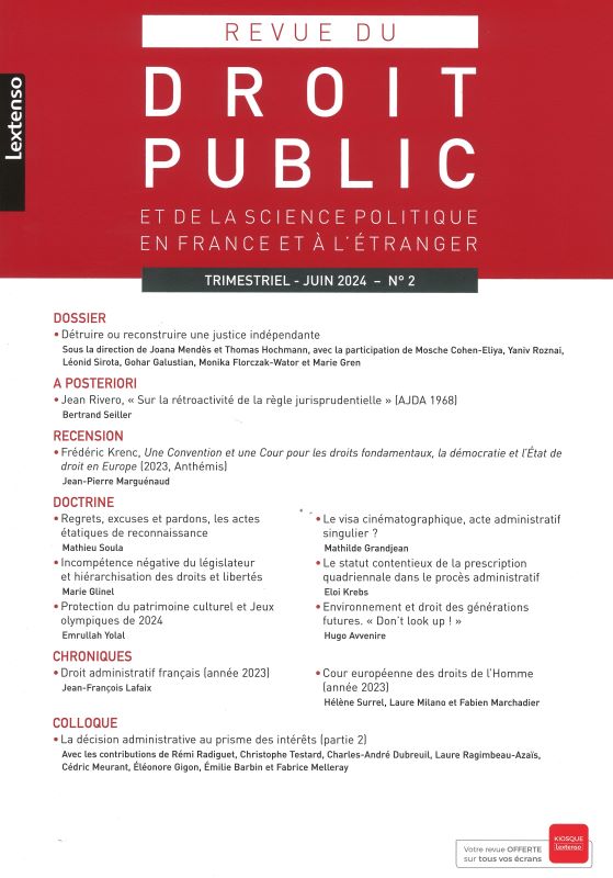 REVUE DU DROIT PUBLIC ET DE LA SCIENCE POLITIQUE EN FRANCE ET A L ETRANGER