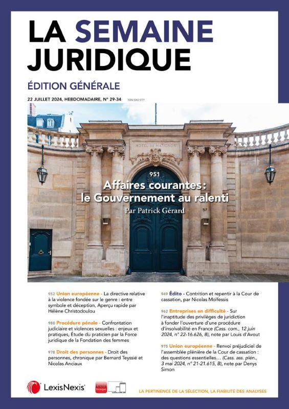 SEMAINE JURIDIQUE - EDITION GENERALE