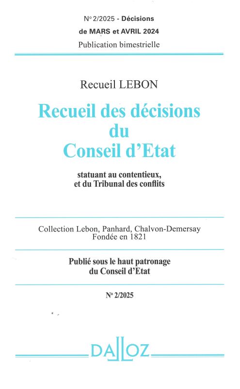 RECUEIL DES DECISIONS DU CONSEIL D'ETAT