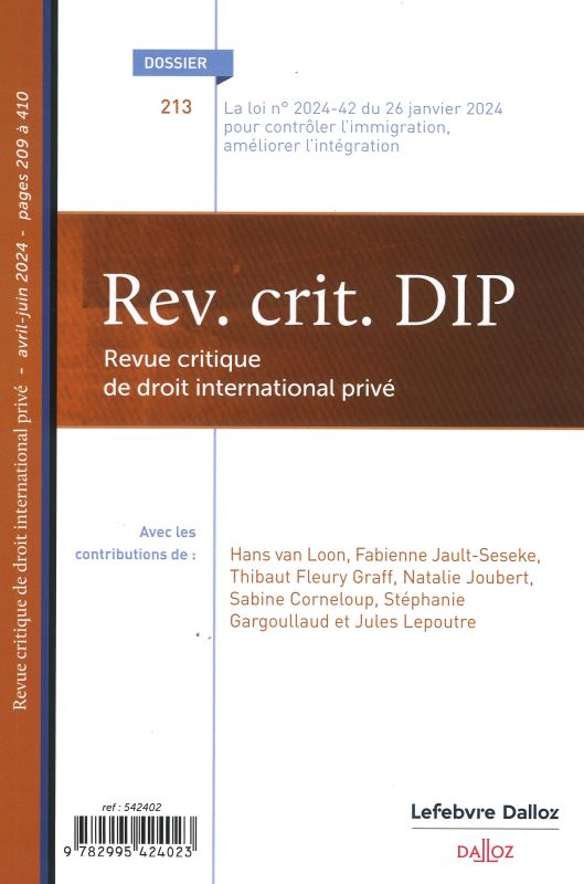 REVUE CRITIQUE DE DROIT INTERNATIONAL PRIVE