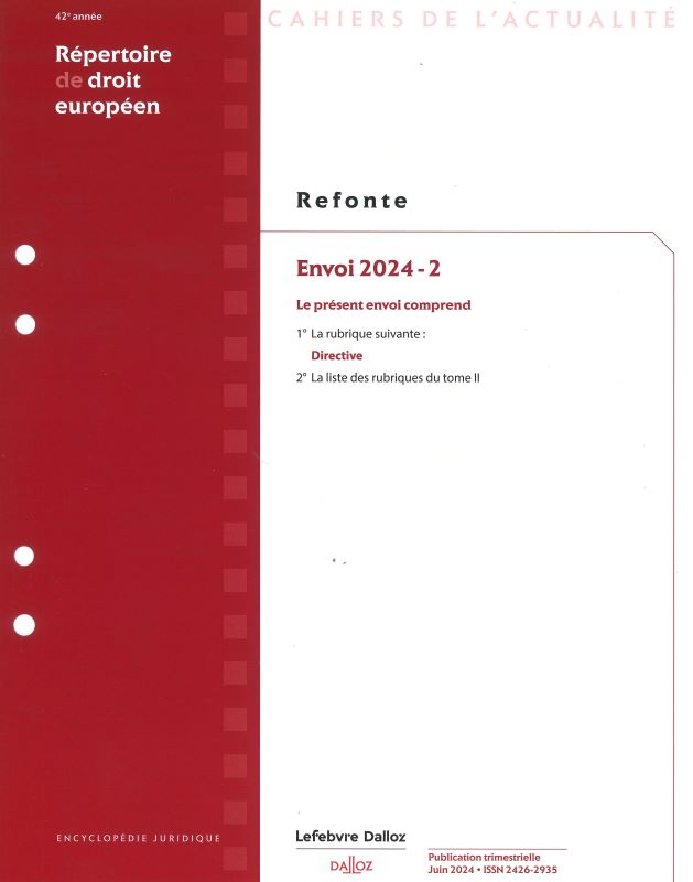 REPERTOIRE DE DROIT EUROPEEN - REFONTE