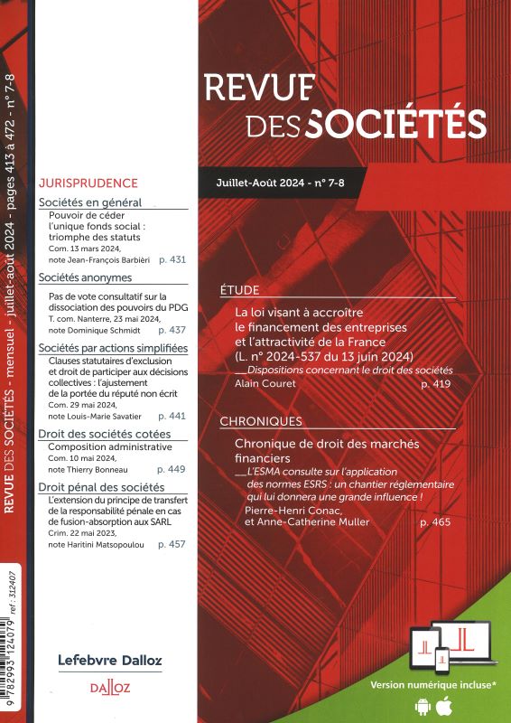 REVUE DES SOCIETES