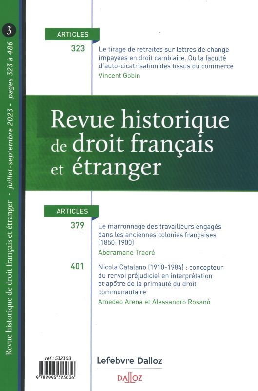 REVUE HISTORIQUE DE DROIT FRANCAIS ET ETRANGER