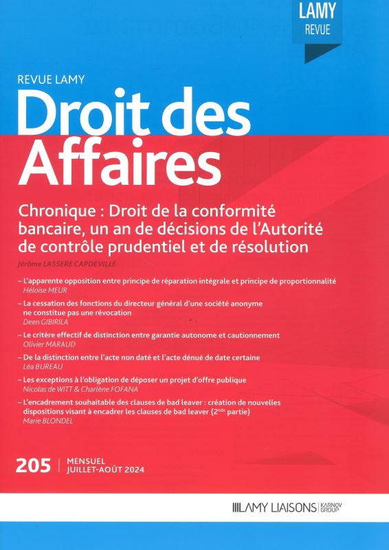 REVUE LAMY DROIT DES AFFAIRES