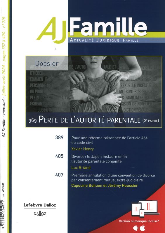 AJ FAMILLE - ACTUALITE JURIDIQUE FAMILLE