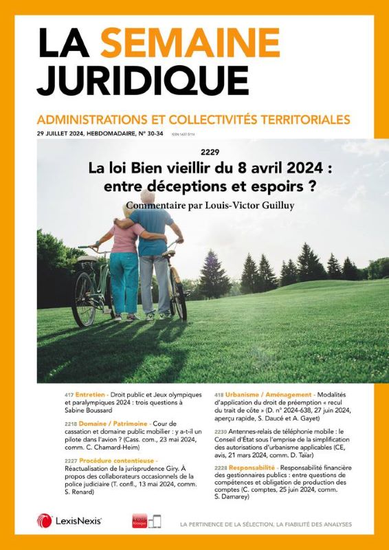 SEMAINE JURIDIQUE - ADMINISTRATIONS ET COLLECTIVITES TERRITORIALES