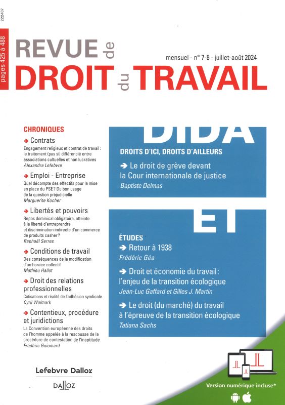 REVUE DE DROIT DU TRAVAIL