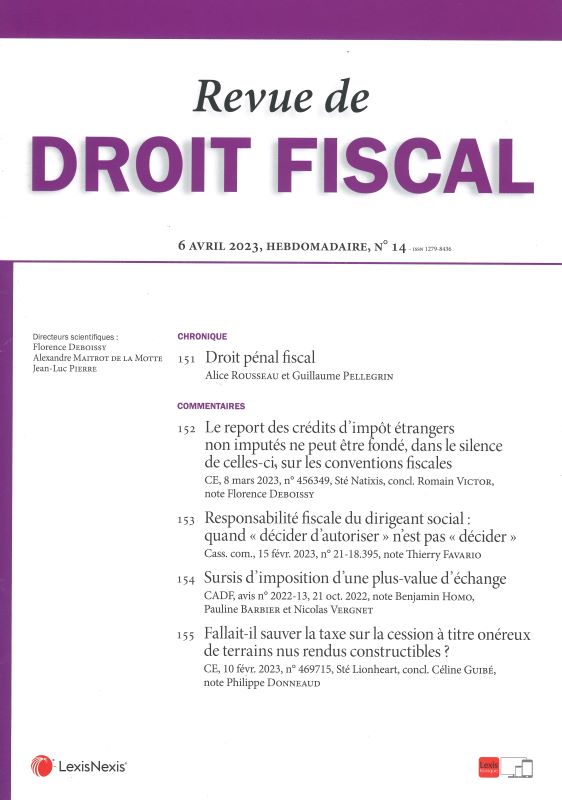 REVUE DE DROIT FISCAL