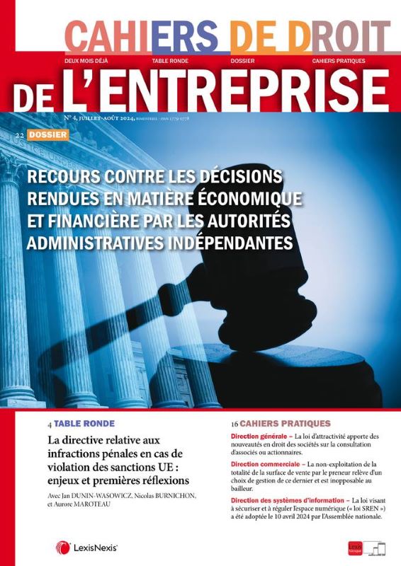 CAHIERS DE DROIT DE L'ENTREPRISE