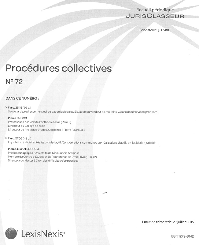 JURIS CLASSEUR PROCEDURES COLLECTIVES