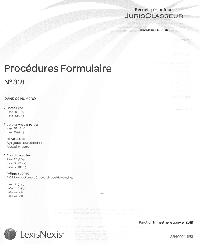 JURIS CLASSEUR PROCEDURES FORMULAIRE