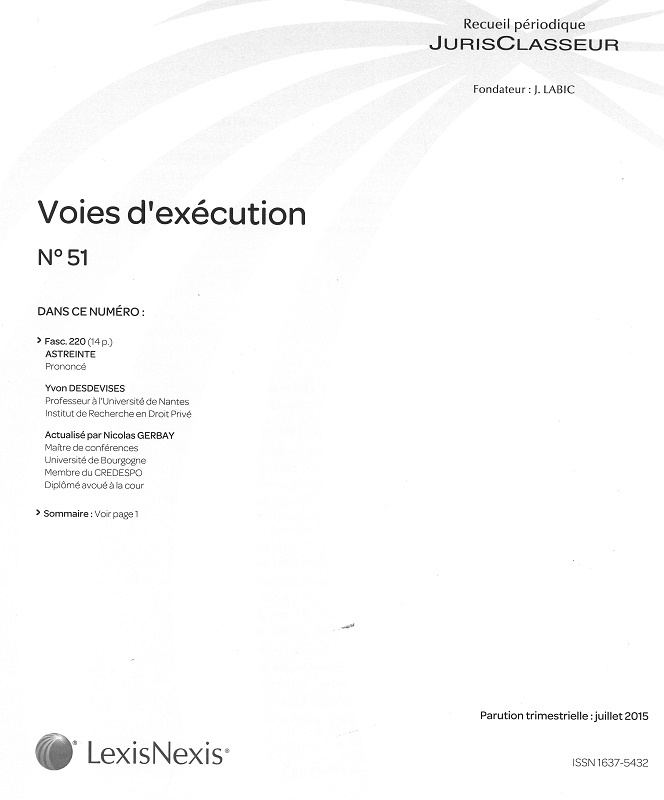 JURIS CLASSEUR VOIES D'EXECUTION