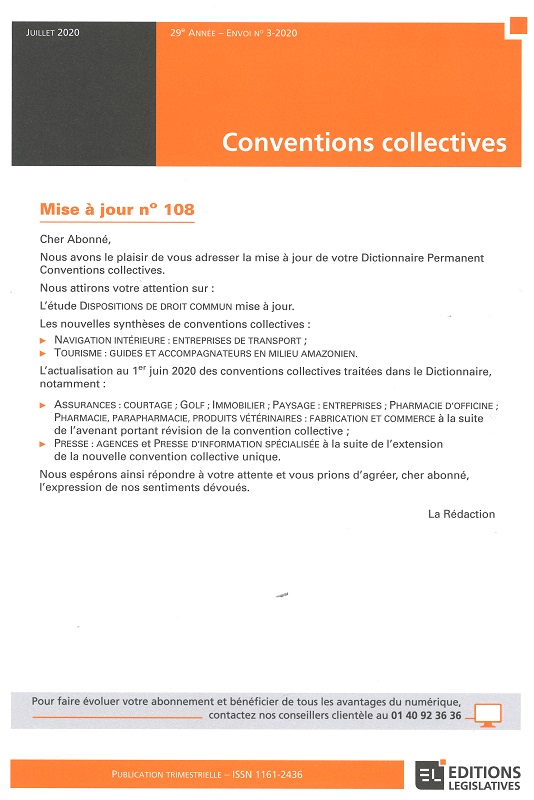 DICTIONNAIRE PERMANENT CONVENTIONS COLLECTIVES - Mise à jour
