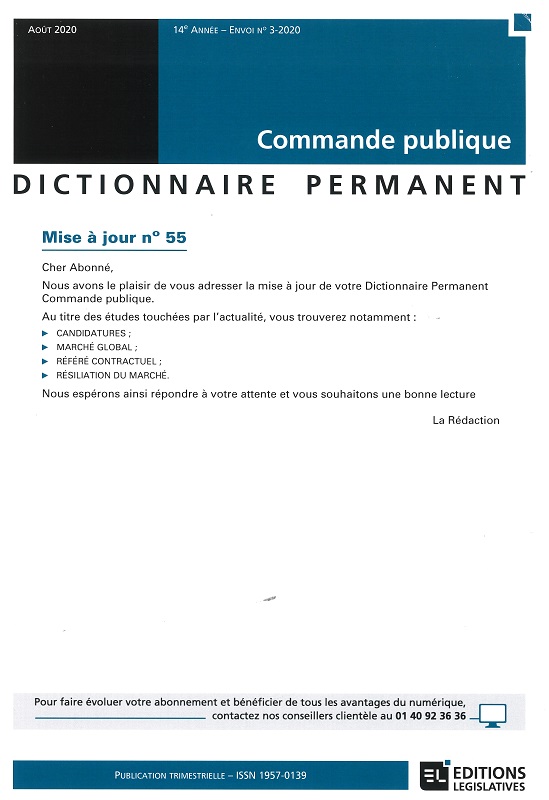 DICTIONNAIRE PERMANENT COMMANDE PUBLIQUE - Mise à jour