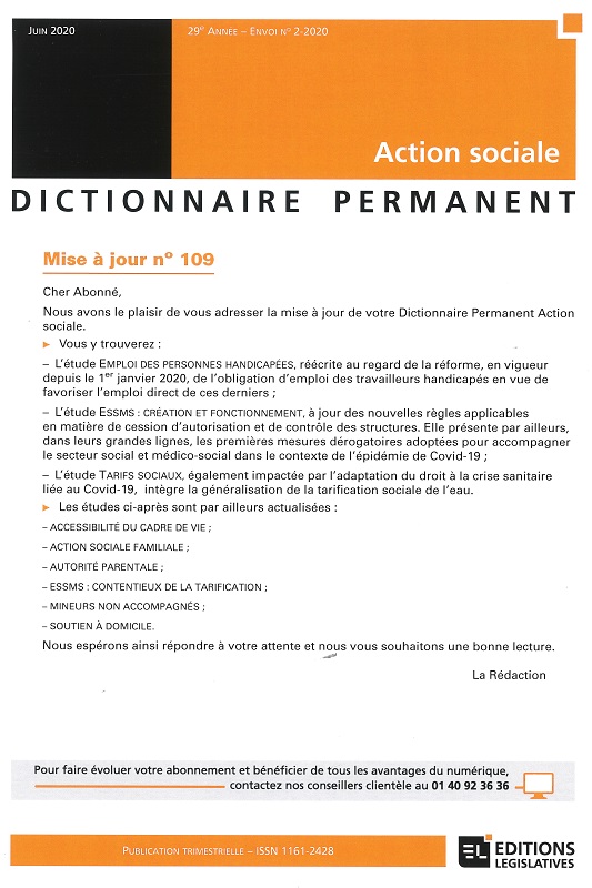 DICTIONNAIRE PERMANENT ACTION SOCIALE - Mise à jour