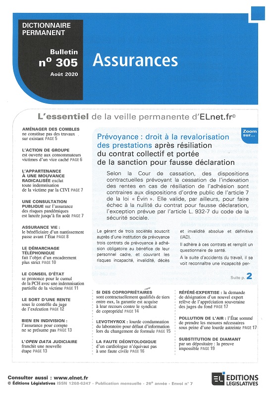 DICTIONNAIRE PERMANENT ASSURANCES - Bulletin