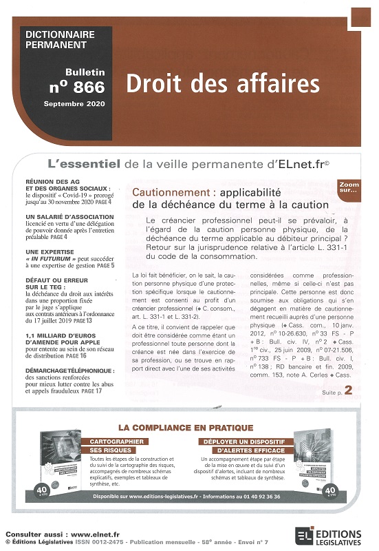 DICTIONNAIRE PERMANENT DROIT DES AFFAIRES - Bulletin