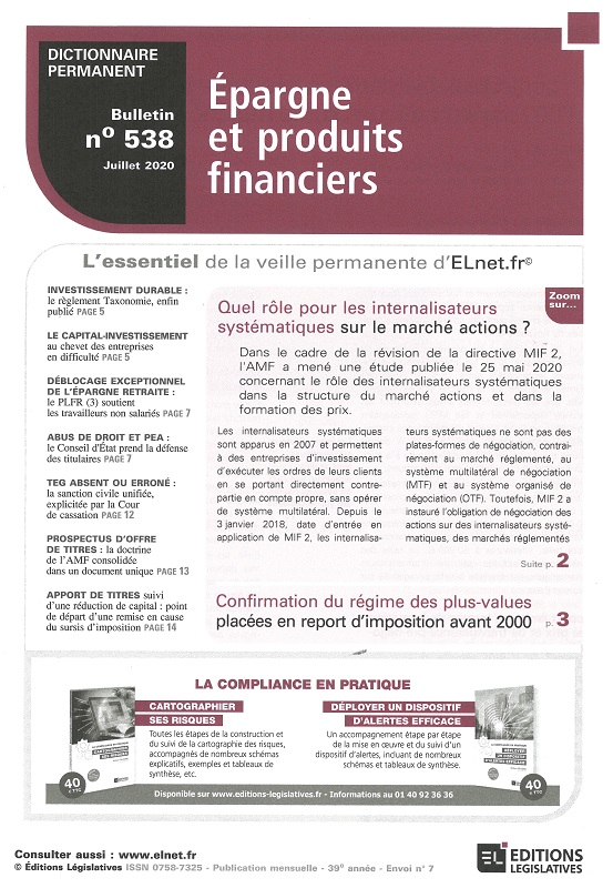 DICTIONNAIRE PERMANENT EPARGNE ET PRODUITS FINANCIERS - Bulletin