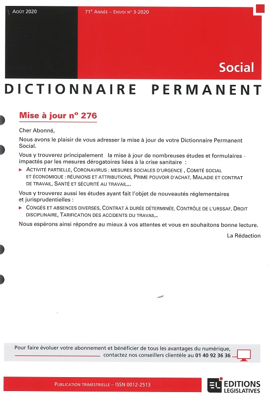 DICTIONNAIRE PERMANENT SOCIAL - Mise à jour