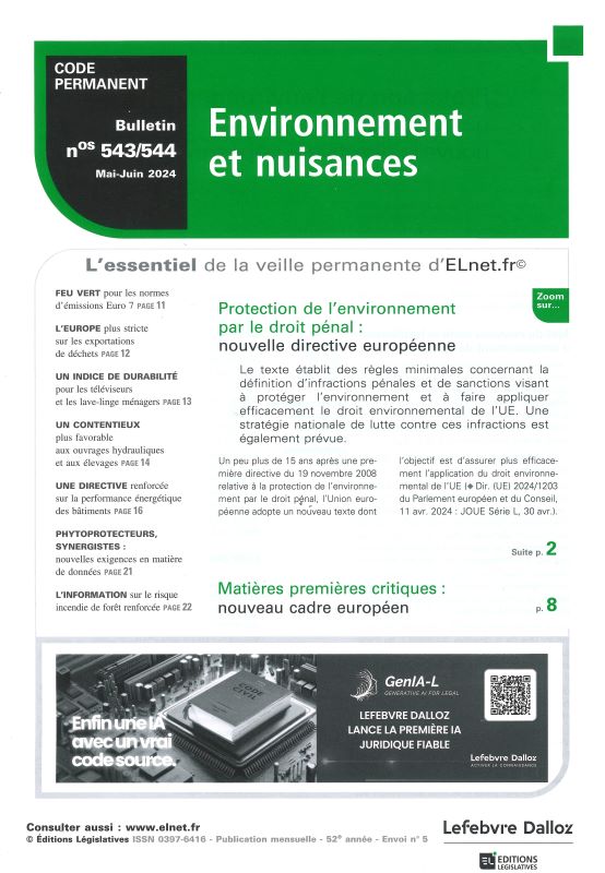 CODE PERMANENT ENVIRONNEMENT ET NUISANCES - Bulletin