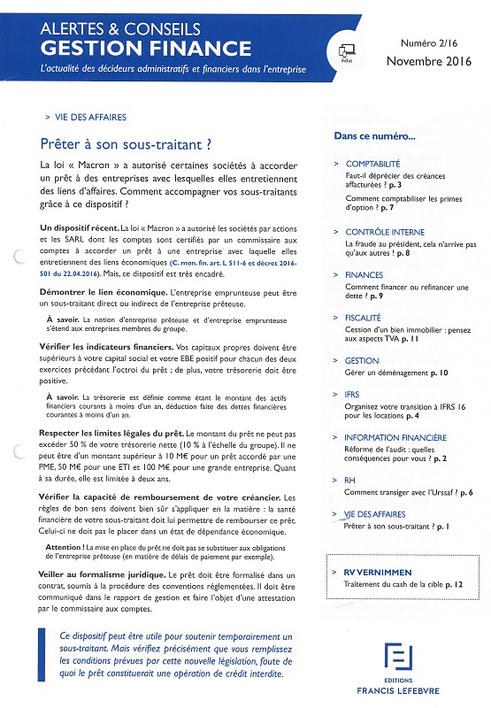 ALERTES & CONSEILS GESTION FINANCE