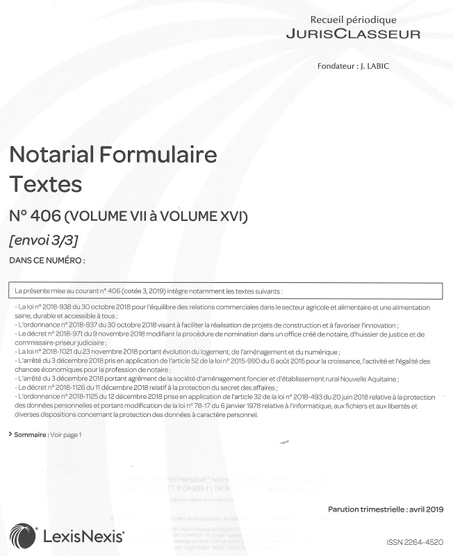 JURIS CLASSEUR NOTARIAL FORMULAIRE TEXTES