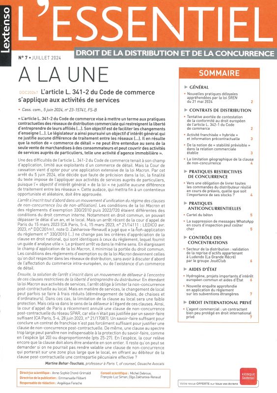 ESSENTIEL DROIT DE LA DISTRIBUTION ET DE LA CONCURRENCE