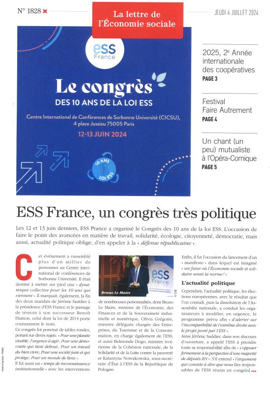 LETTRE DE L'ECONOMIE SOCIALE