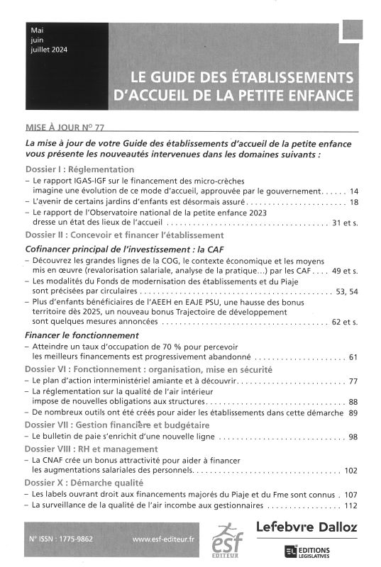 GUIDE DES ETABLISSEMENTS D'ACCUEIL DE LA PETITE ENFANCE