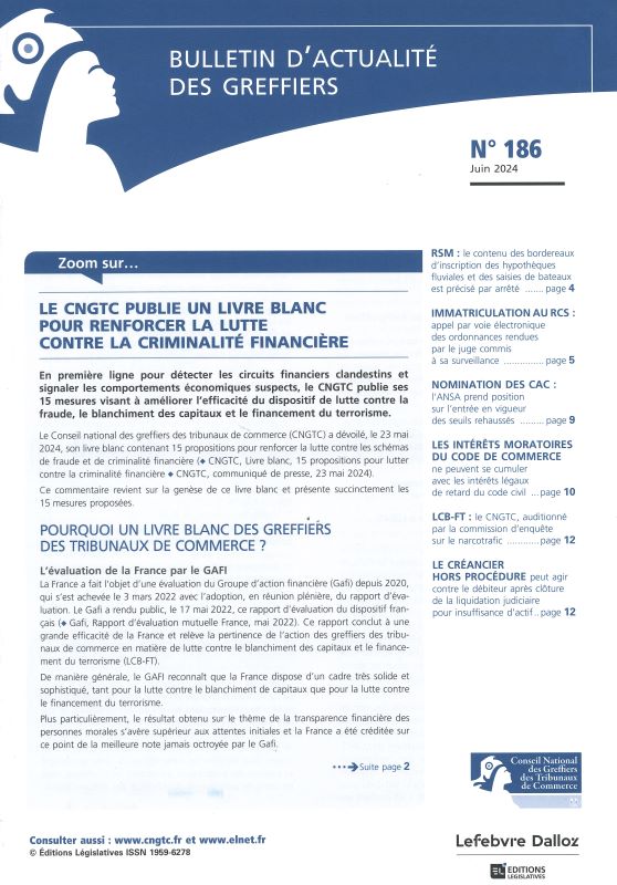 BULLETIN D'ACTUALITE DES GREFFIERS