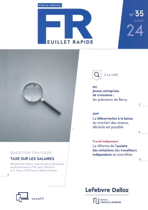 FEUILLET RAPIDE FISCAL ET SOCIAL FRANCIS LEFEBVRE