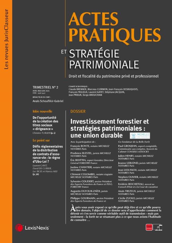 REVUE ACTES PRATIQUES ET STRATEGIE PATRIMONIALE