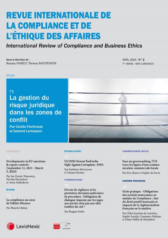 REVUE INTERNATIONALE DE LA COMPLIANCE ET DE L'ETHIQUE DES AFFAIRES