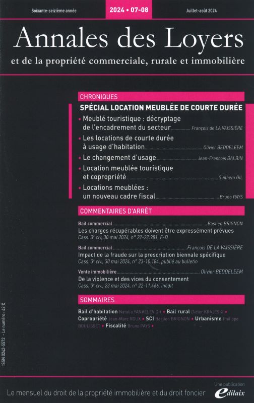 ANNALES DES LOYERS ET DE LA PROPRIETE COMMERCIALE, RURALE ET IMMOBILIERE