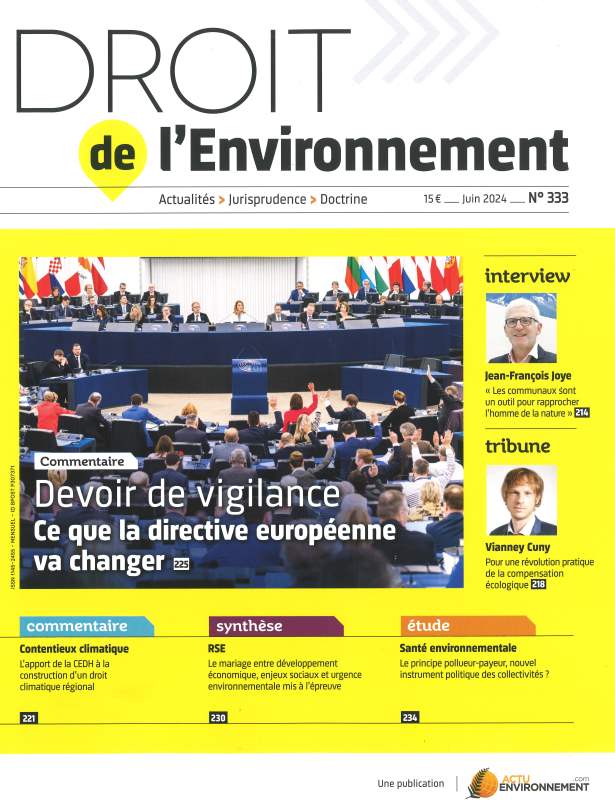 DROIT DE L'ENVIRONNEMENT