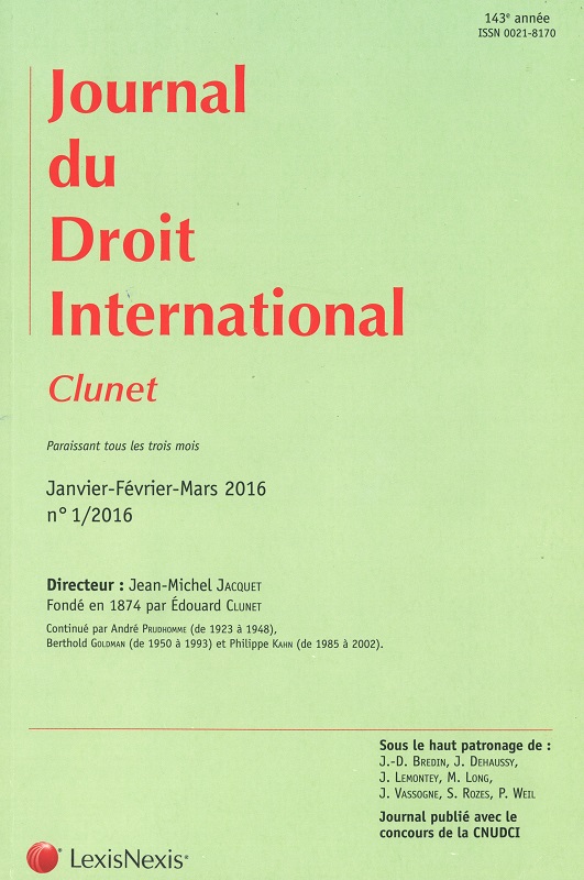 JOURNAL DU DROIT INTERNATIONAL